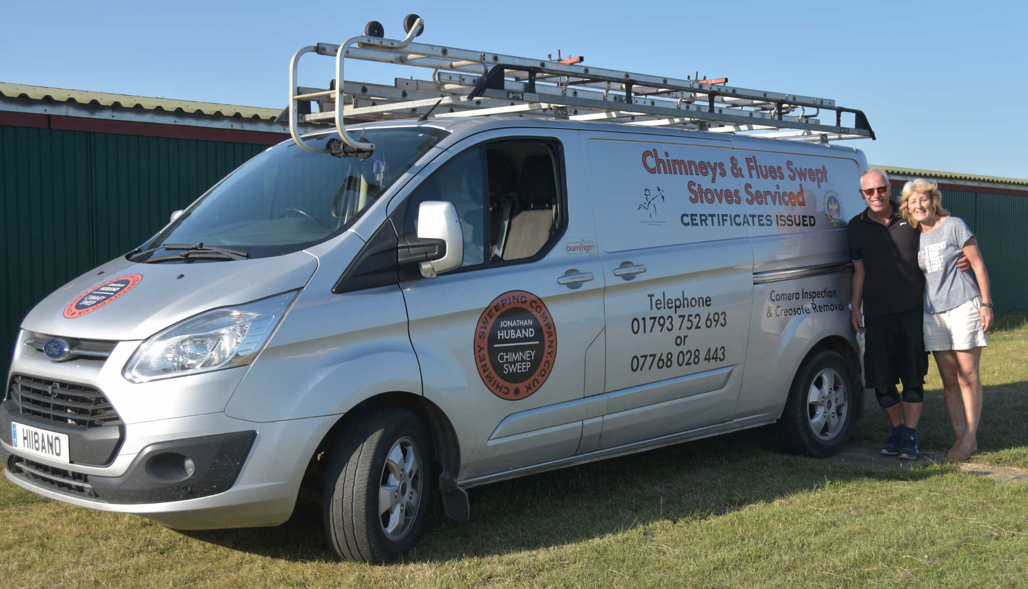 Chimney Seeping Company Team with Service Van